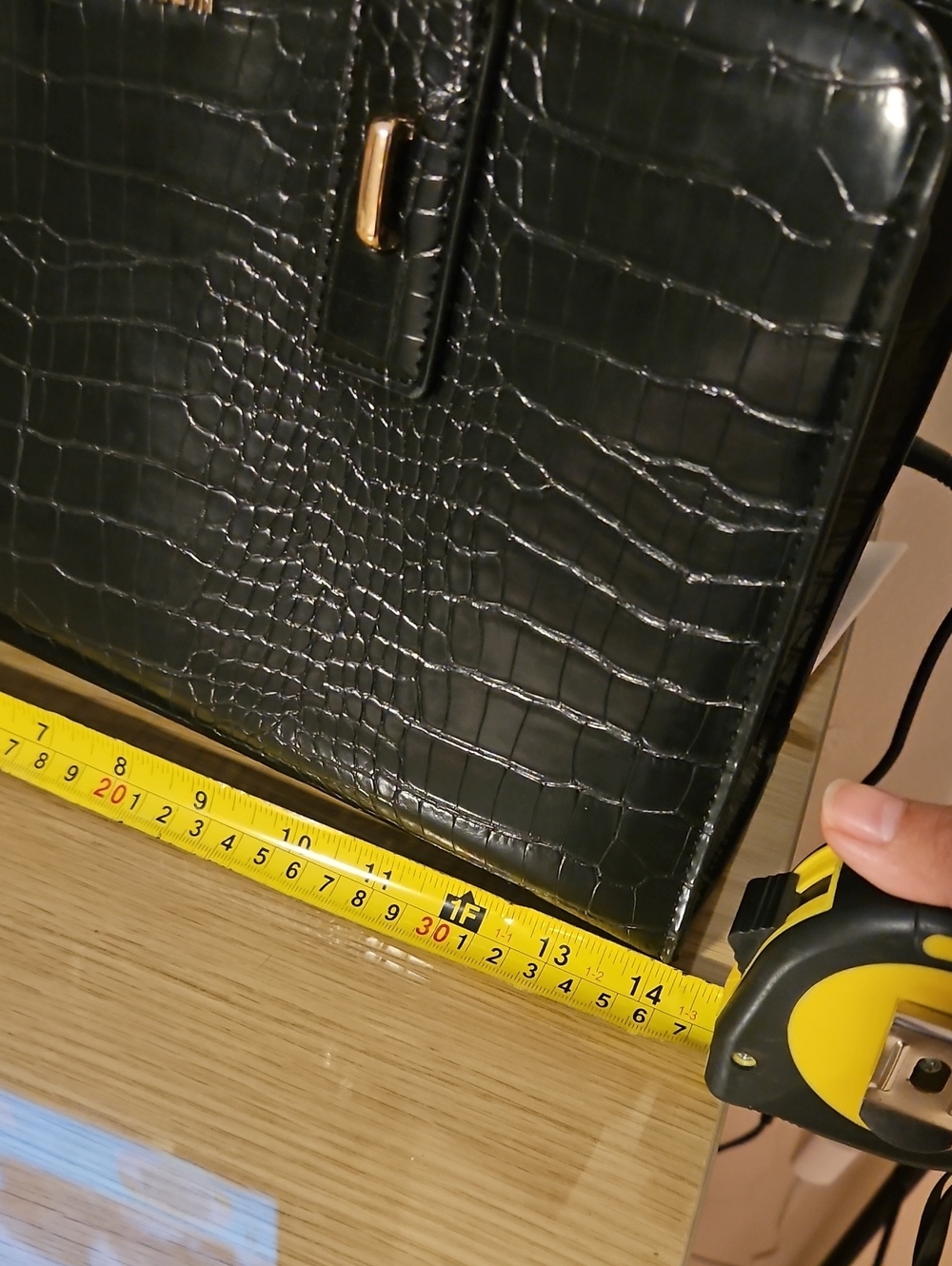 Anne Klein Black Croc-Embossed Satchel with Gold Hardware - Picture 7 of 7
